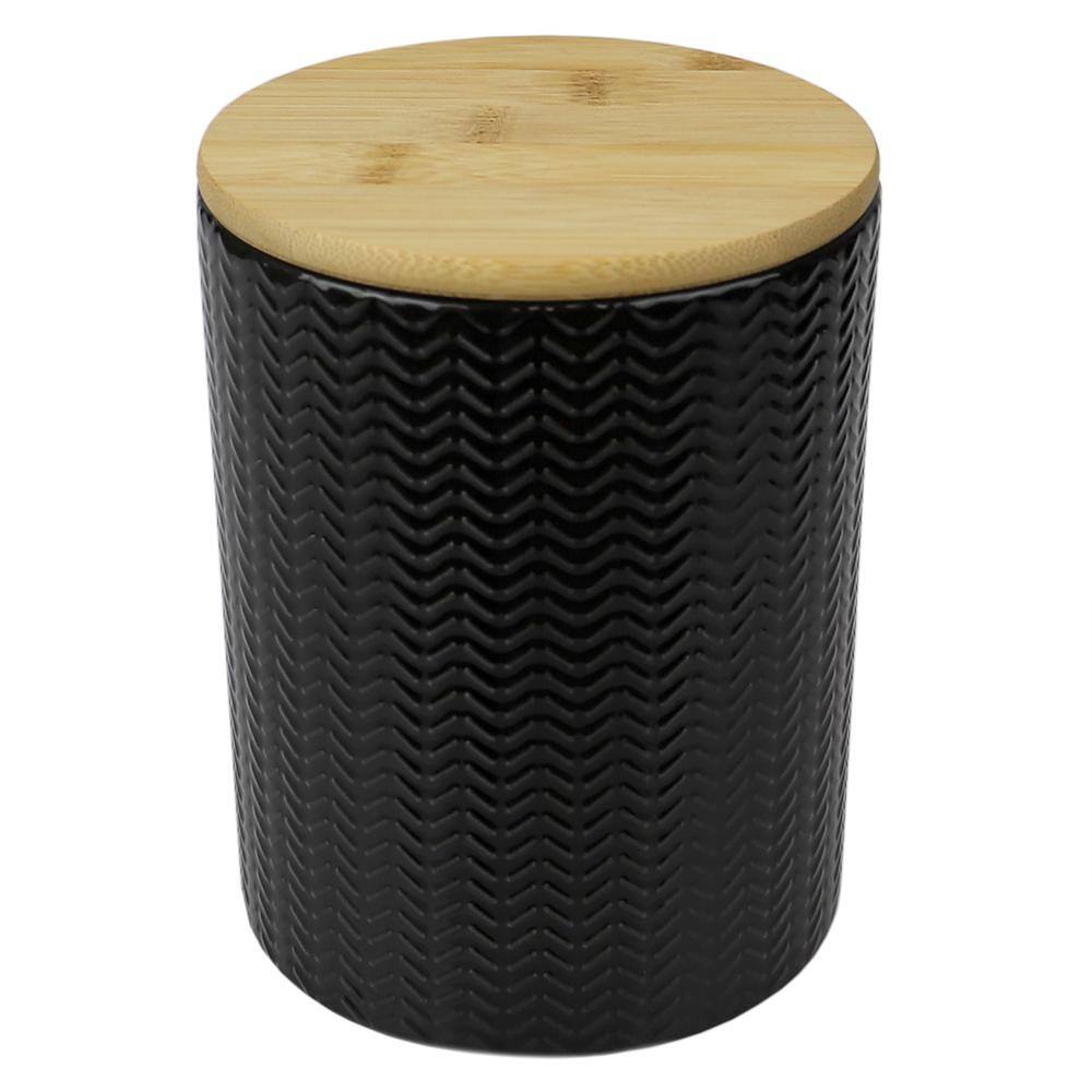 Home Basics Wave Medium Ceramic Canister, Black