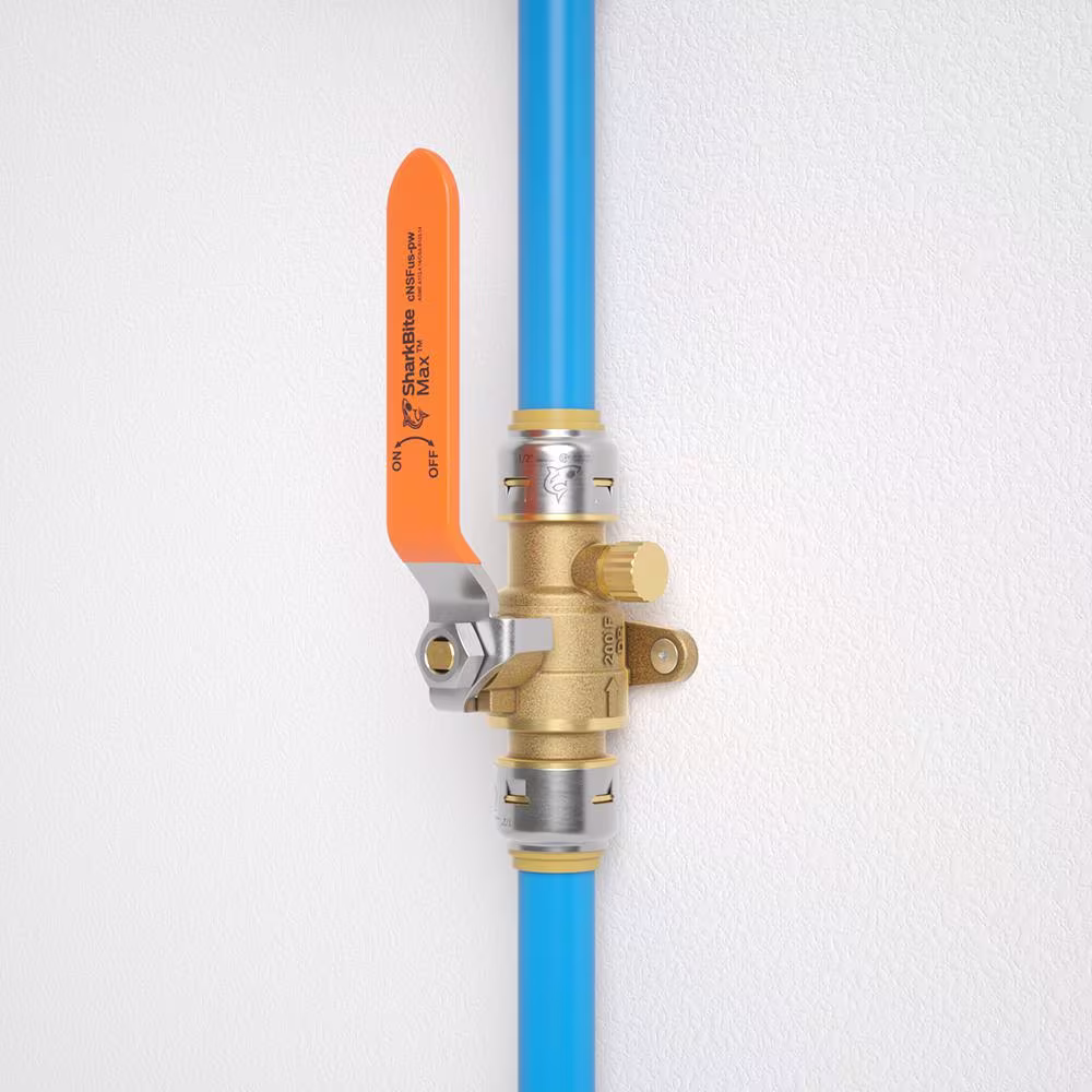 SharkBite Max 3/4 in. Brass Push-to-Connect Ball Valve with Drain and Drop Ear