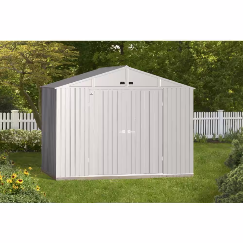 Arrow Elite 10 ft. W x 8 ft. D Cool Grey Metal Premium Vented Corrosion Resistant Steel Storage Shed 78 sq. ft.