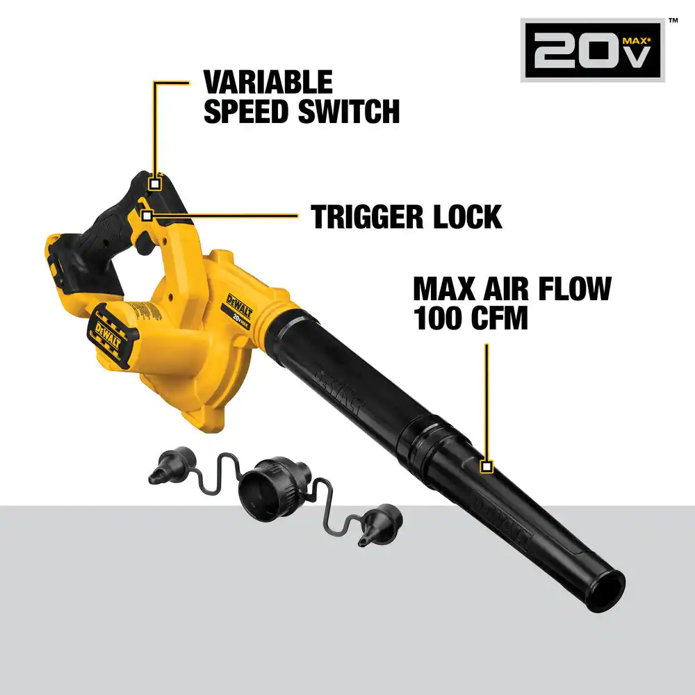DEWALT 20V MAX Cordless Compact Jobsite Blower 135 MPH 100 CFM (Tool Only)