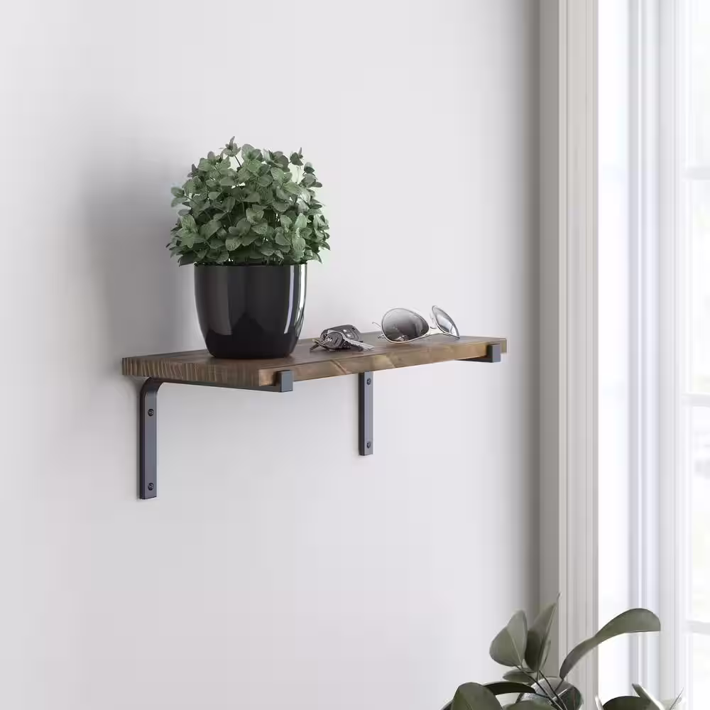 Liberty 24 in. x 8 in. x 0.75 in. Medium Wood Stain Decorative Wall Shelf