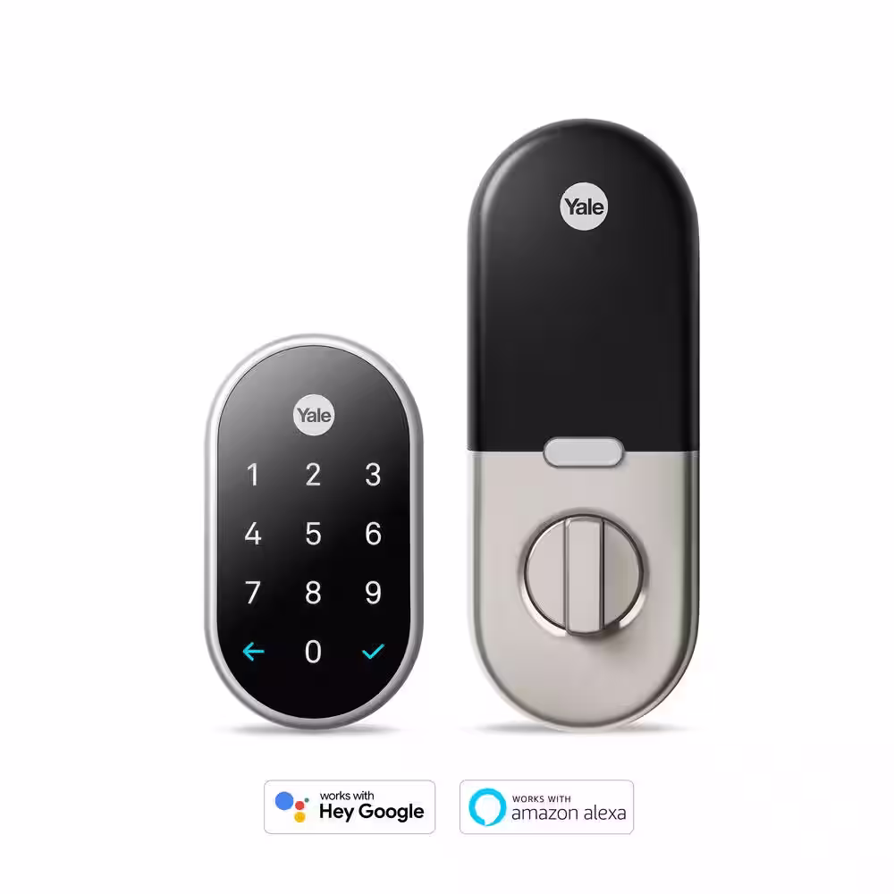 Google Nest x Yale Lock - Tamper-Proof Smart Wifi Bluetooth Deadbolt Lock with Nest Connect - Satin Nickel