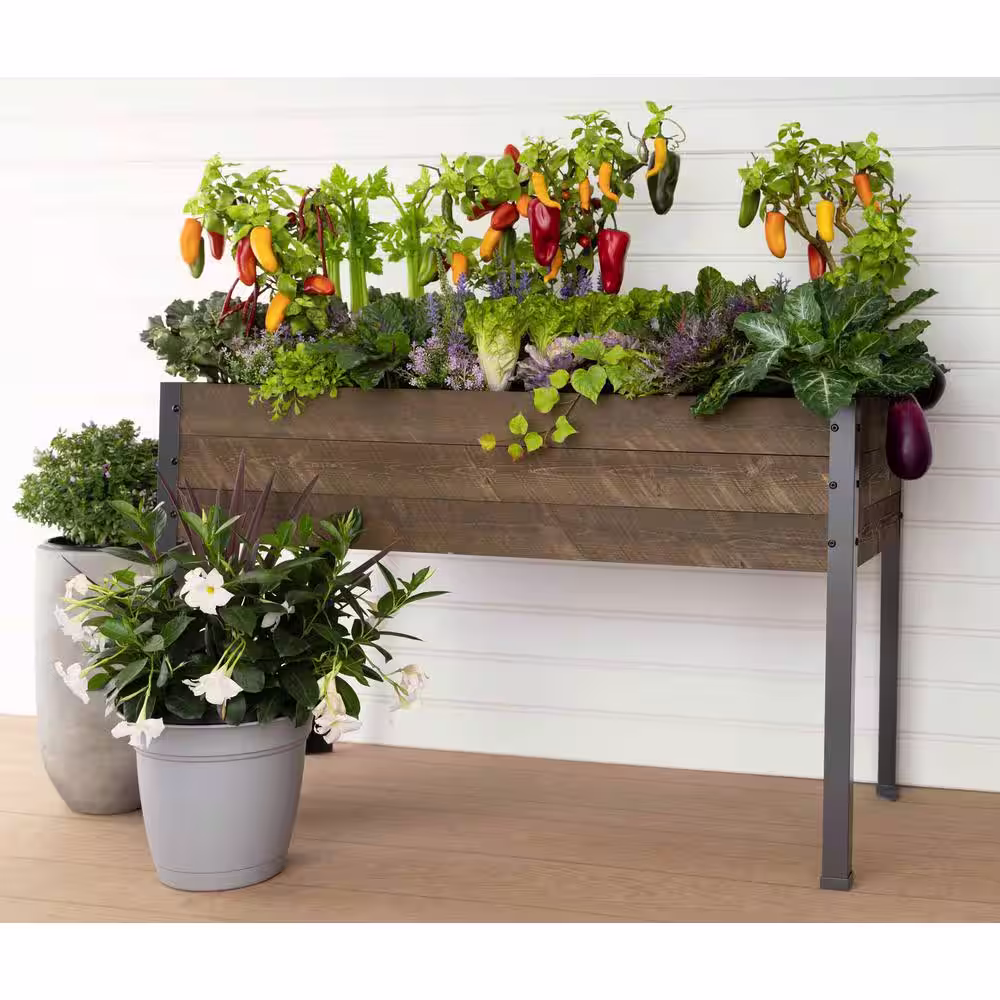 cedarcraft Beautiful. Functional. Sustainable. 21 in. x 47 in. x 30 in. H Elevated Brown Spruce Wood Planter