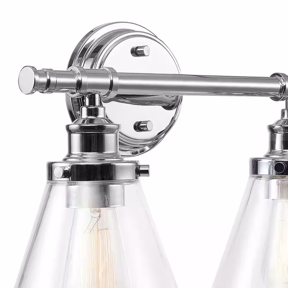 Globe Electric Parker 2-Light Chrome Vanity Light with Clear Glass Shades