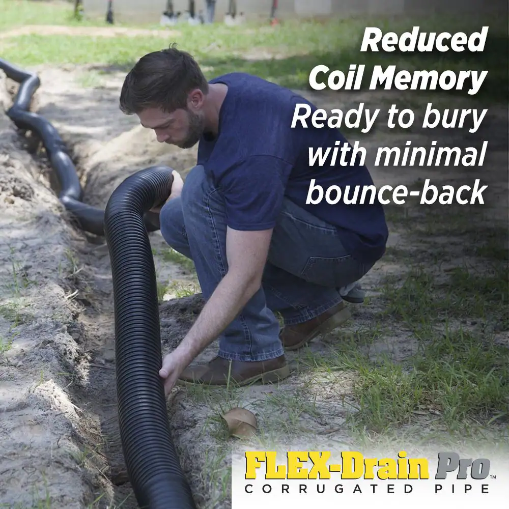 Amerimax Home Products FLEX Drain Pro 4 in. x 100 ft. Black Copolymer Solid Drain Pipe