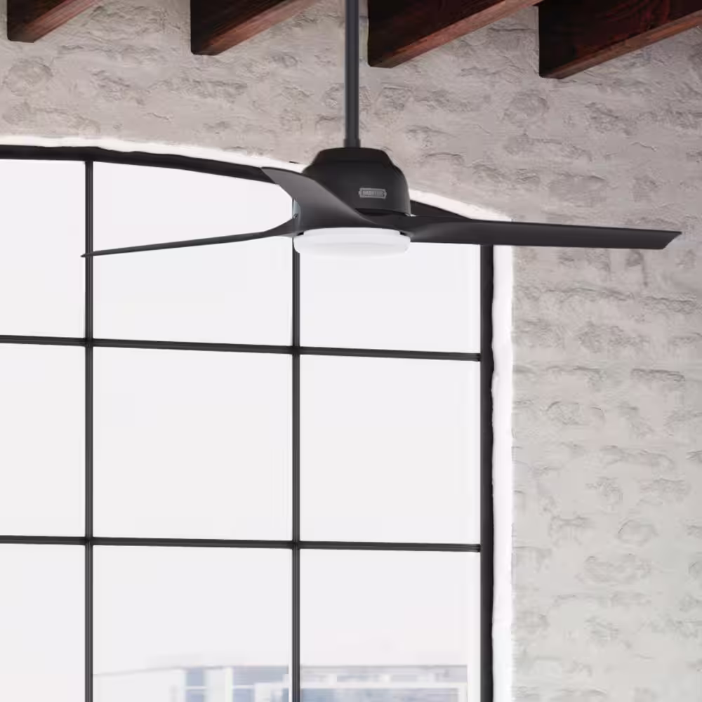 Hunter Gallegos 52 in. Integrated LED Indoor/Outdoor Matte Black Ceiling Fan with Wall Control Included