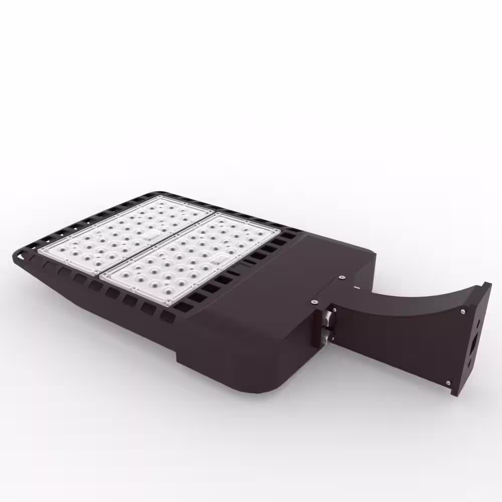 J&H LED 1300-Watt Equivalent Integrated LED Black Outdoor Commercial Area Light with Wall Mount, 18000 Lumens