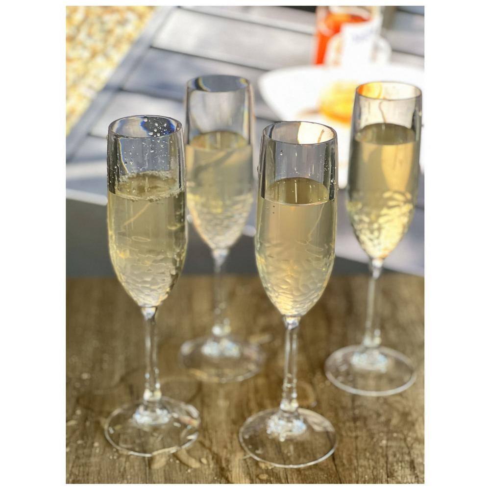 Aoibox 6 oz. Set of 4-Clear Premium Quality Unbreakable Stemmed Acrylic Flutes