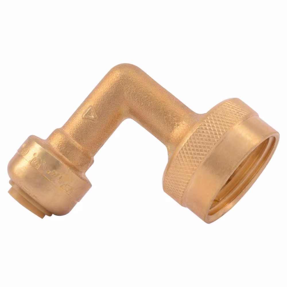 SharkBite 1/4 in. (3/8 in. O.D.) Push-to-Connect x 3/4 in. Garden Hose Thread Brass 90-Degree Dishwasher Elbow Fitting