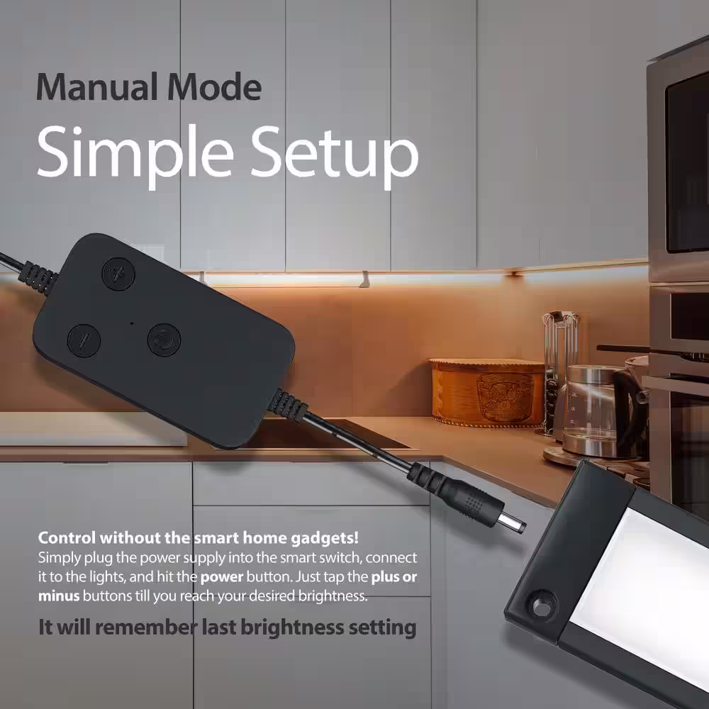 ESHINE Works with Alexa, Google 6 Pack 12 inch Black Smart Dimmable LED Under Cabinet Lighting Kit - Warm White (3000K)