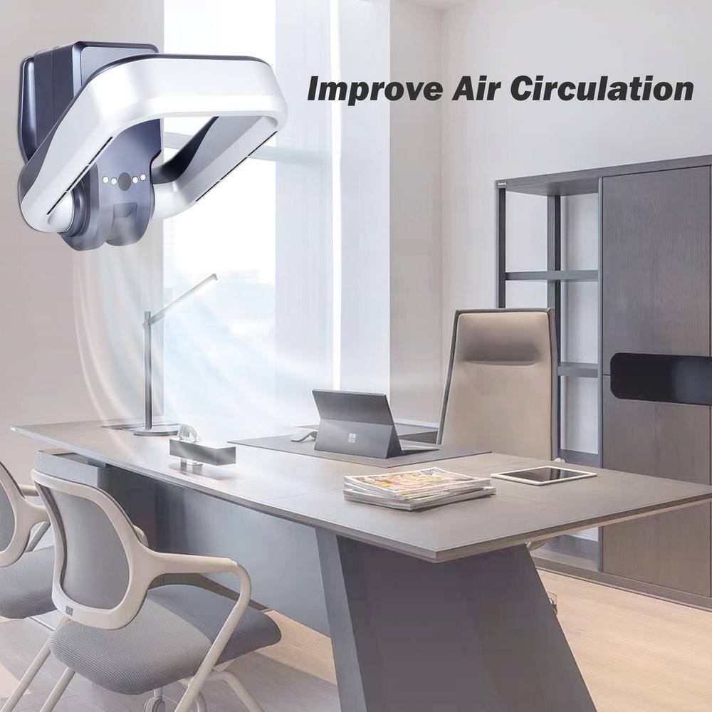 Aoibox 15.7 in. Wall Mounted Bladeless Fan with Remote Controller, No Leaf Cooled Fan with Rotatable Head, 9H Timing, Gray