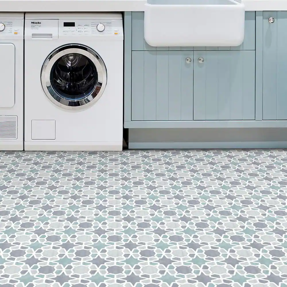 FloorPops Rajah 12 in. W x 12 in. L Blue Peel & Stick Vinyl Tile Flooring (20 sq. ft./case)