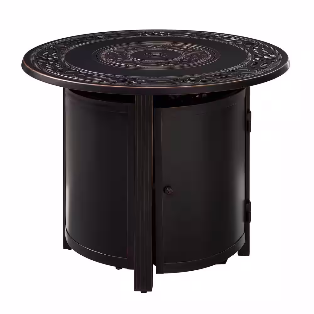 Fire Sense Hedges 34 in. x 24.5 in. Round Aluminum LPG Fire Pit Kit
