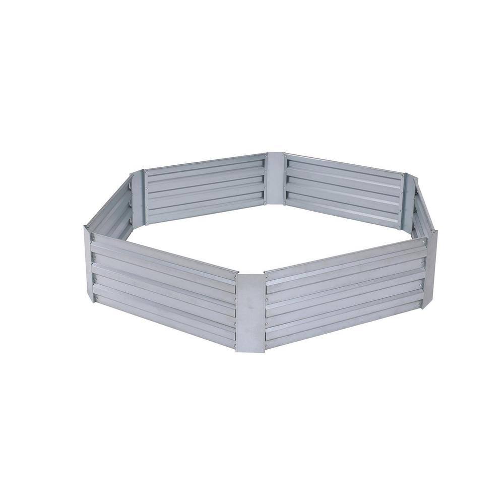 LuxenHome Hexagon Galvanized Steel Raised Garden Bed Planter