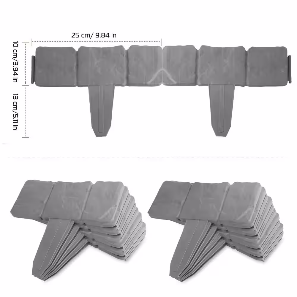 None 9.84 in. x 5.11 in. Cobbled Stone Effect Plastic Garden Lawn Border Edging, 20-Pieces