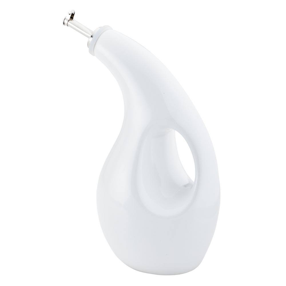 Rachael Ray 24 oz. White Ceramic EVOO Oil and Vinegar Dispensing Bottle