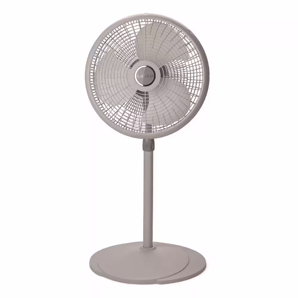 Lasko Performance Adjustable-Height 16 in. 3 Speed Grey Oscillating Pedestal Fan