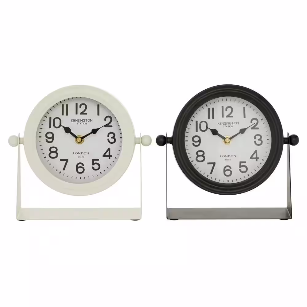 Litton Lane Multi Colored Metal Analog Clock (Set of 2)