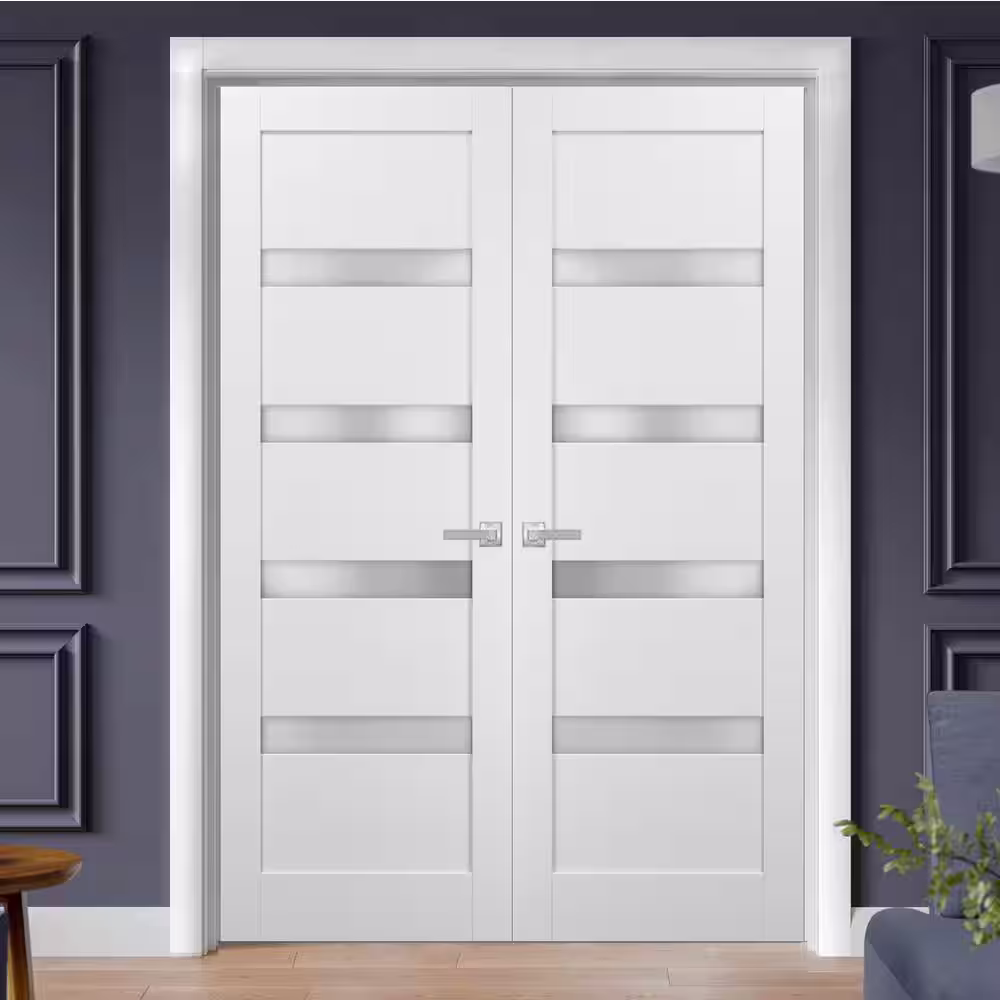 Sartodoors 4113 60 in. x 84 in. Single Panel White Finished Pine Wood Interior Door Slab with Hardware