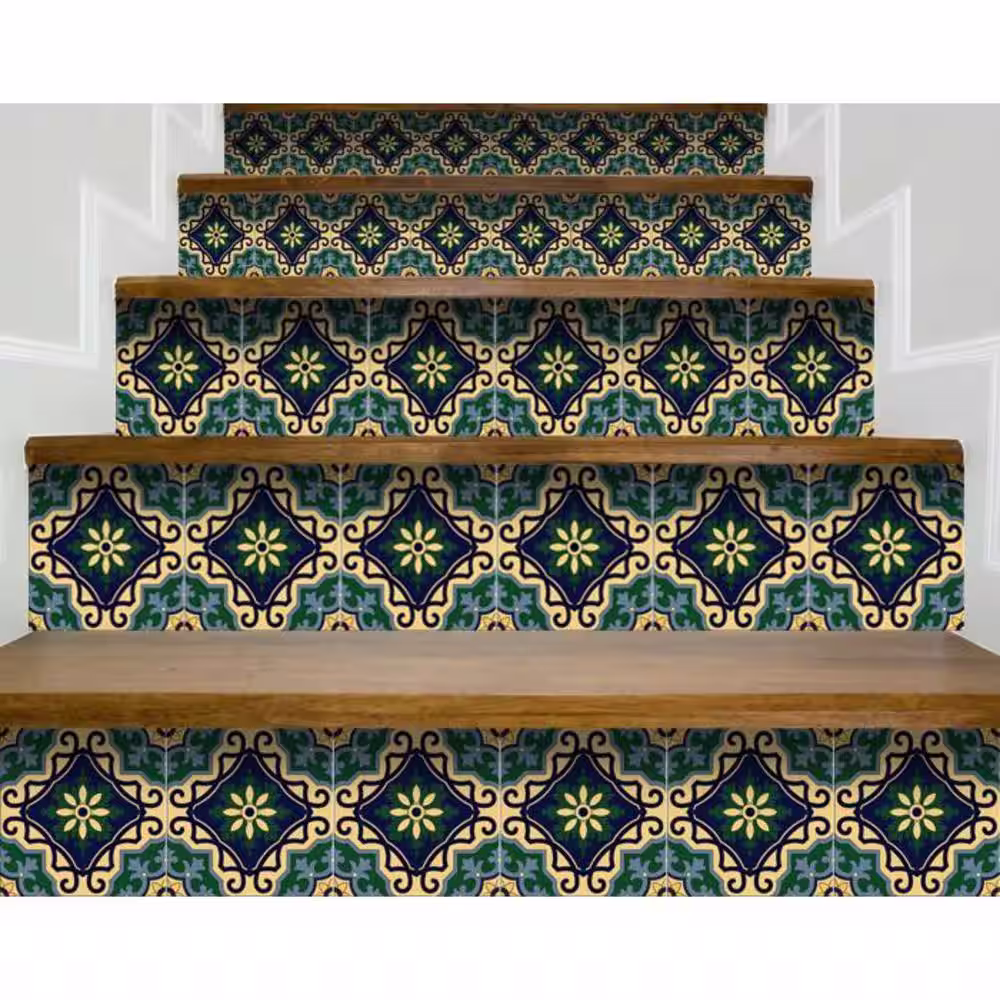 HomeRoots Agean Blue and Green 4 in. x 4 in. Vinyl Peel and Stick Tile (2.64 sq.ft./pack)