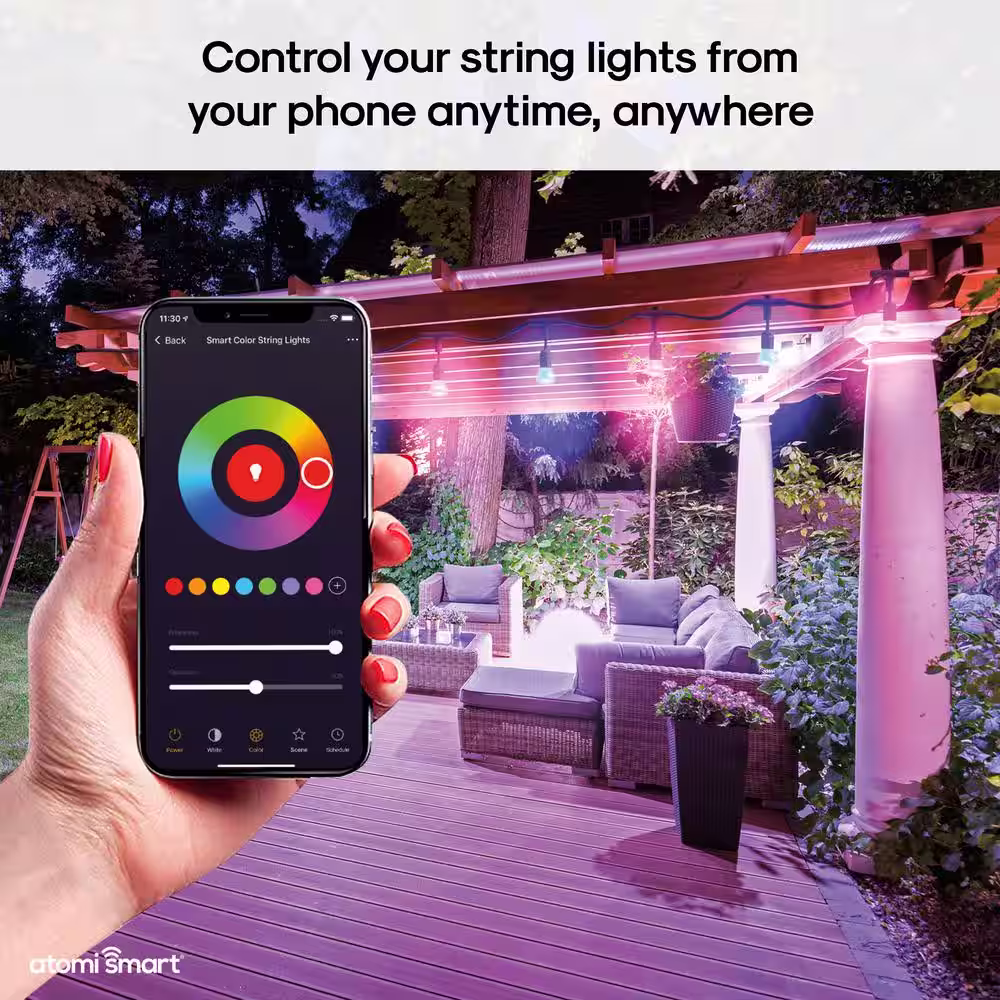 atomi smart WiFi Smart Color String Lights, 24 Feet