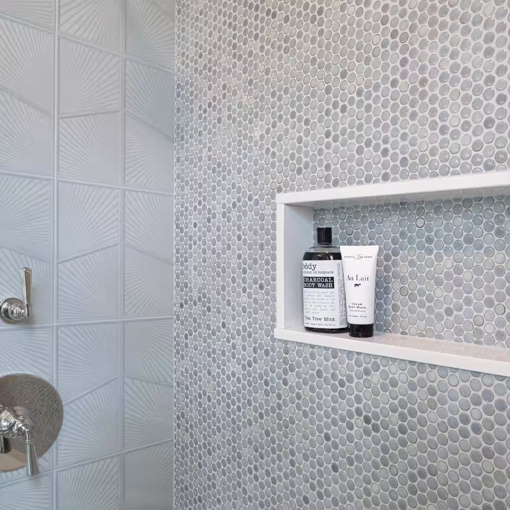 Merola Tile Hudson Penny Round Grey Eye 12 in. x 12-5/8 in. Porcelain Mosaic Tile (10.7 sq. ft./Case)