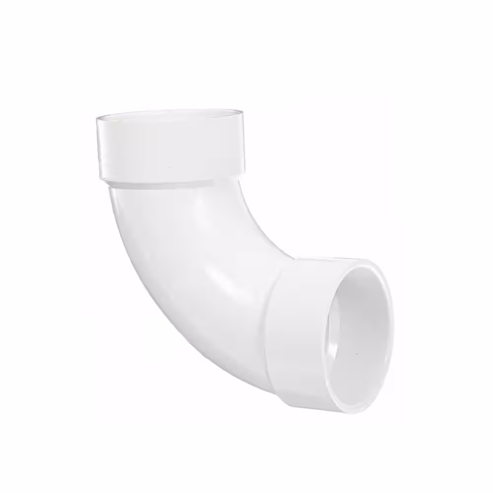 VPC 3 in. PVC DWV 90-Degree Hub x Hub Long Sweep Elbow Fitting
