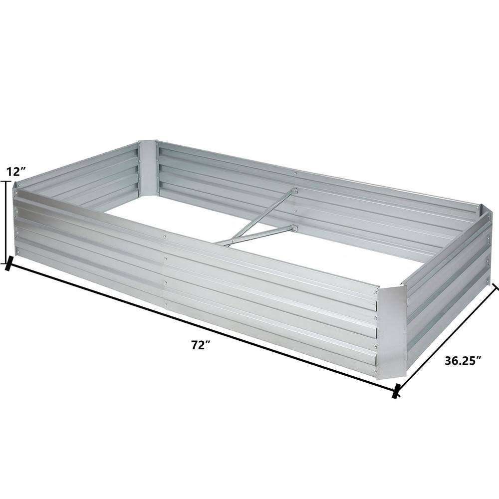 LuxenHome 72 in. Galvanized Metal Rectangular Raised Garden Bed