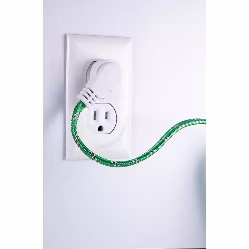 Cordinate 12 ft. 16/2 3-Outlet Braided Extension Cord, Green/White