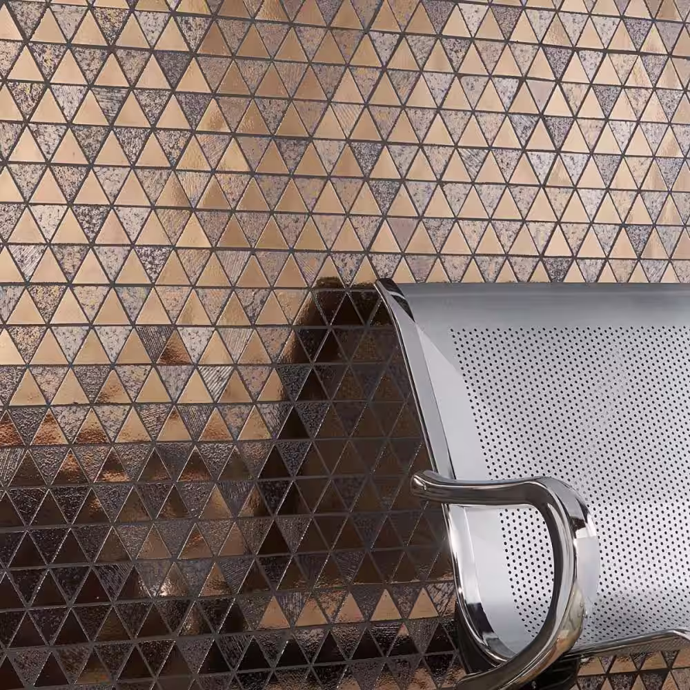 Ivy Hill Tile Deco Lava Triangle Bronze 13.18 in. x 13.22 in. Metallic Lava Stone Floor and Wall Mosaic Tile (1.29 sq. ft./Each)