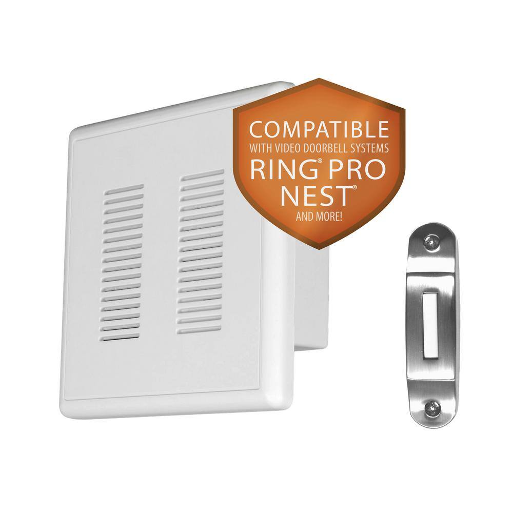 NICOR PrimeChime Plus 2 Video Compatible Wired Door Bell Chime Kit with Nickel Decorative Button