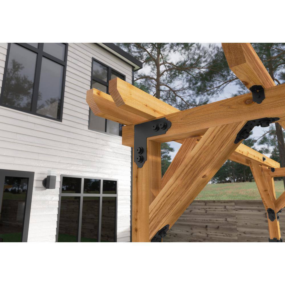 OWT Ornamental Wood Ties OWT Lite Laredo Sunset 4 in. 12-Gauge Black Galv. St. Flush Outside 90Â° Wood Connector Plate Kit with Hex Cap Nuts