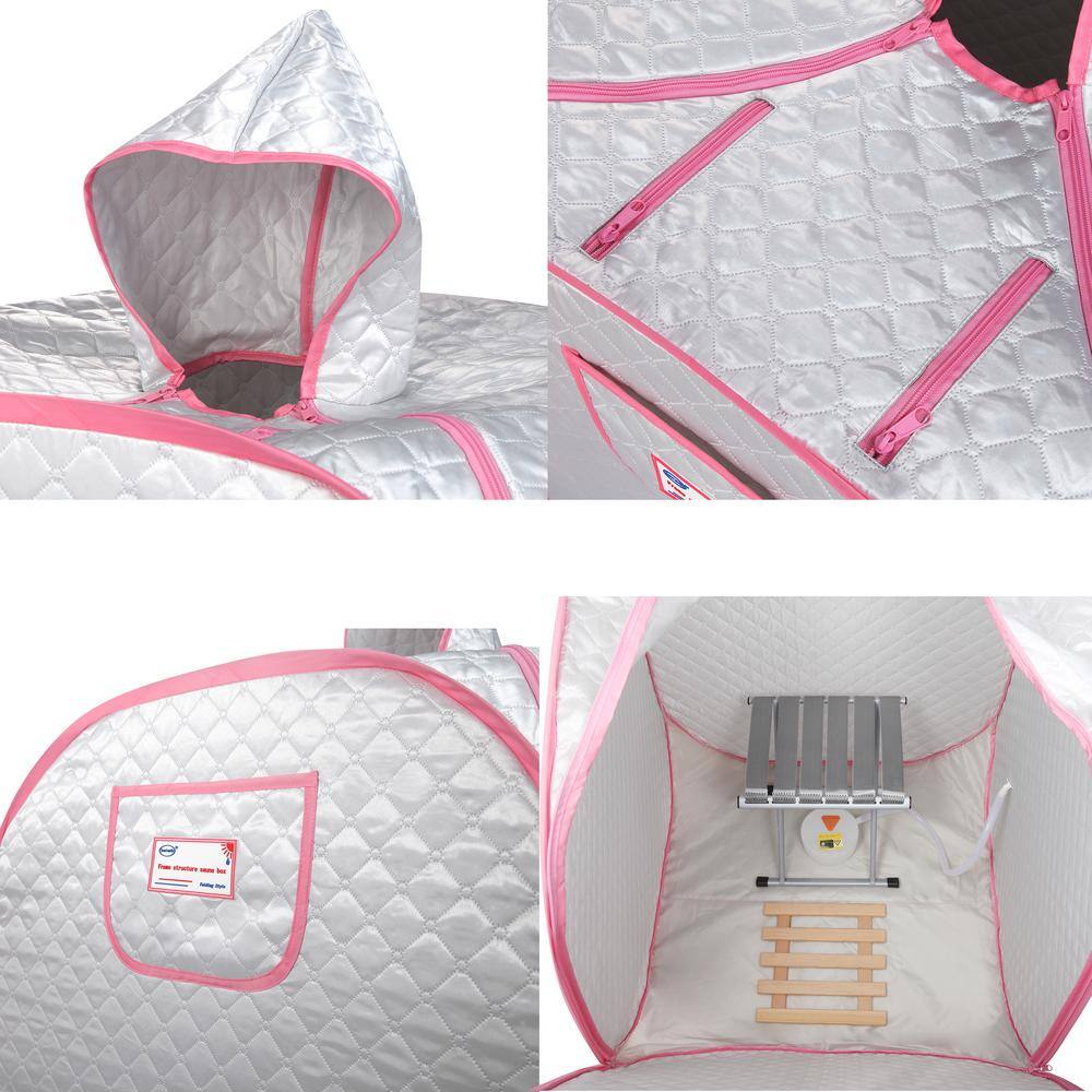 None 1-Person Half body Gray Steam Sauna with Foldable Chair