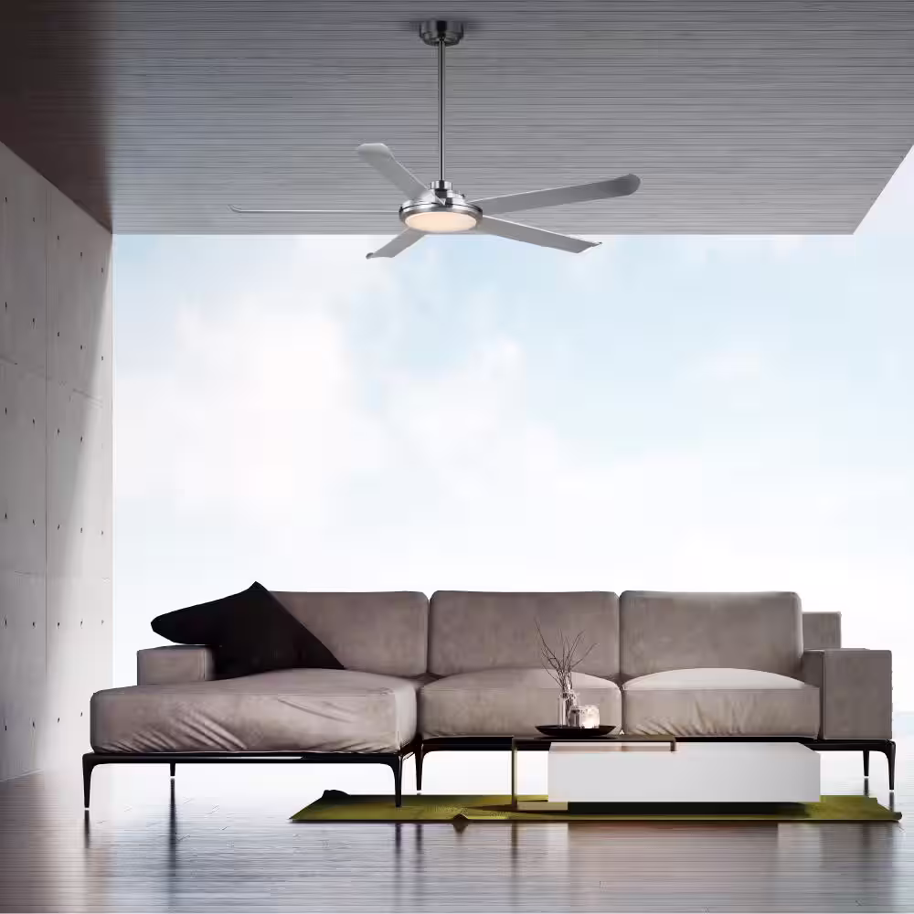 Altitude Arlette 60 in. LED Indoor/Outdoor Brushed Nickel Ceiling Fan with Remote Control and White Color Changing Light Kit