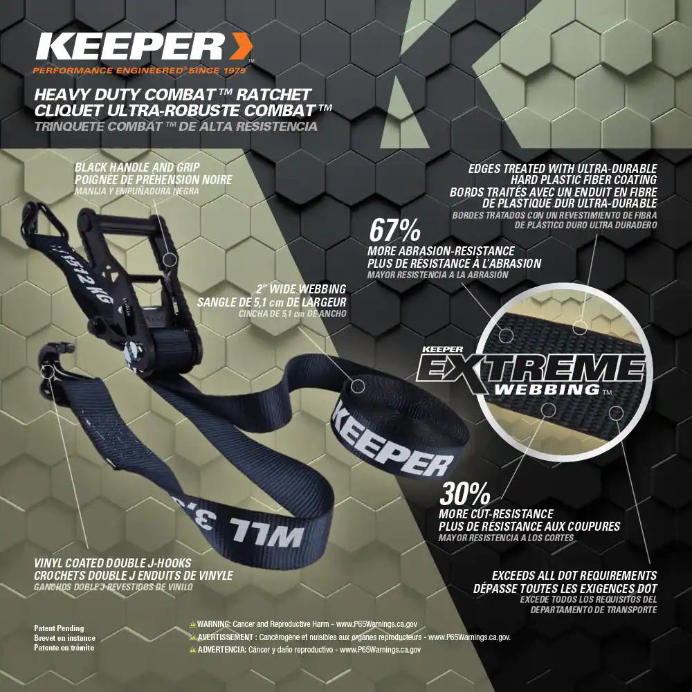 Keeper 2 in. x 27 ft.  3333 lbs. Keeper Combat Ratchet Tie Down