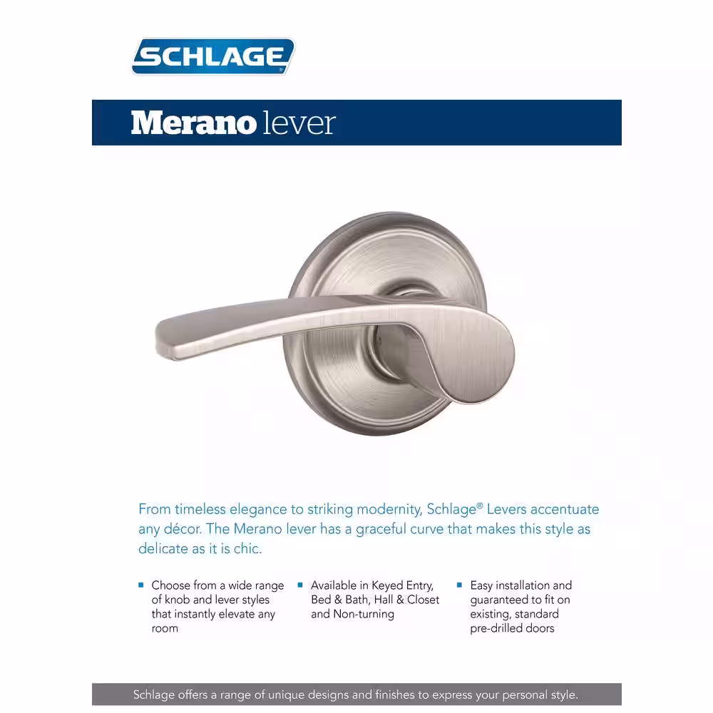 Schlage Merano Matte Black Keyed Entry Door Handle with Greenwich Trim