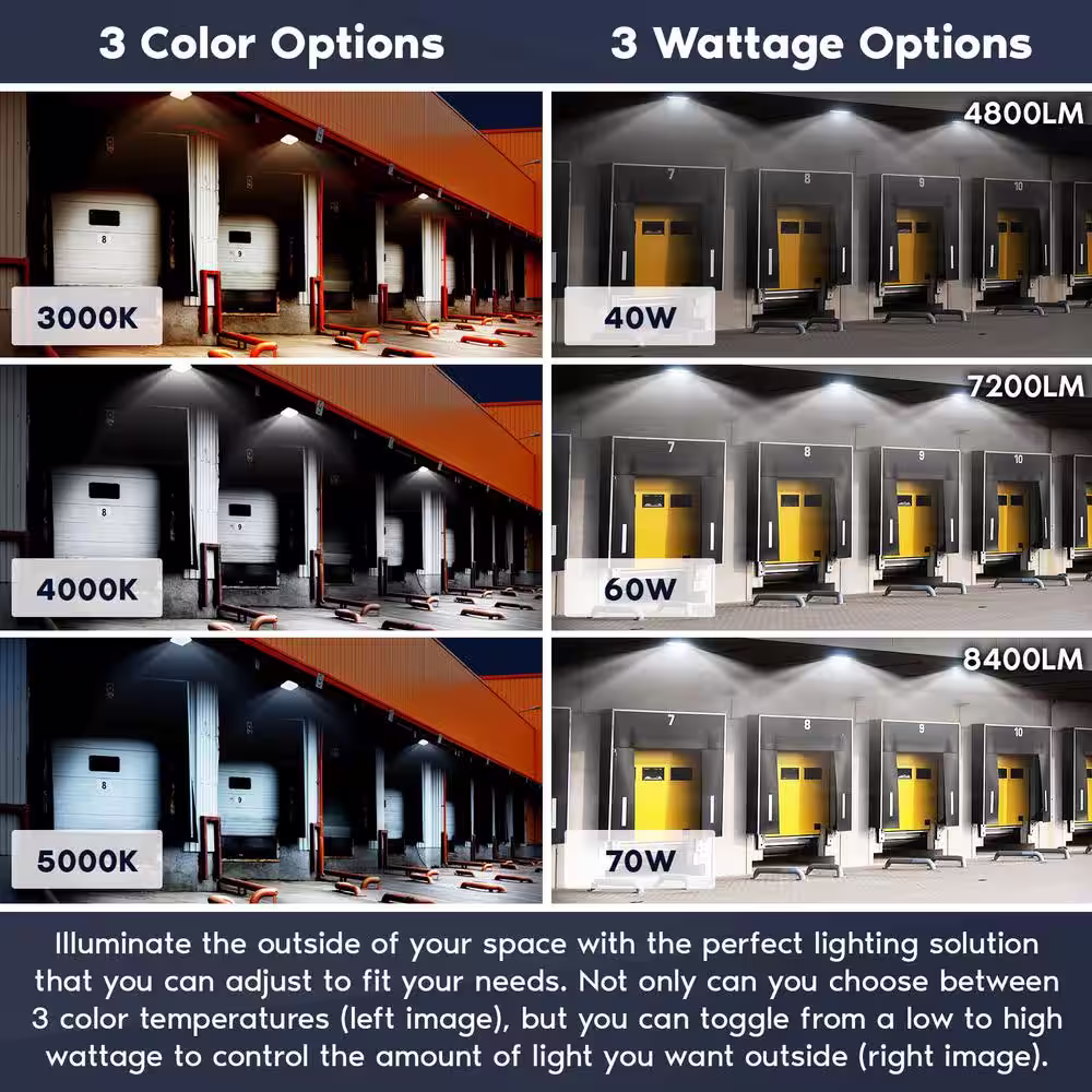 None 40/60/70 Selectable Wattage Integrated LED Dark Brown Canopy Light, Up to 8400 Lumens, 3CCT, IP65 Waterproof, Dimmable