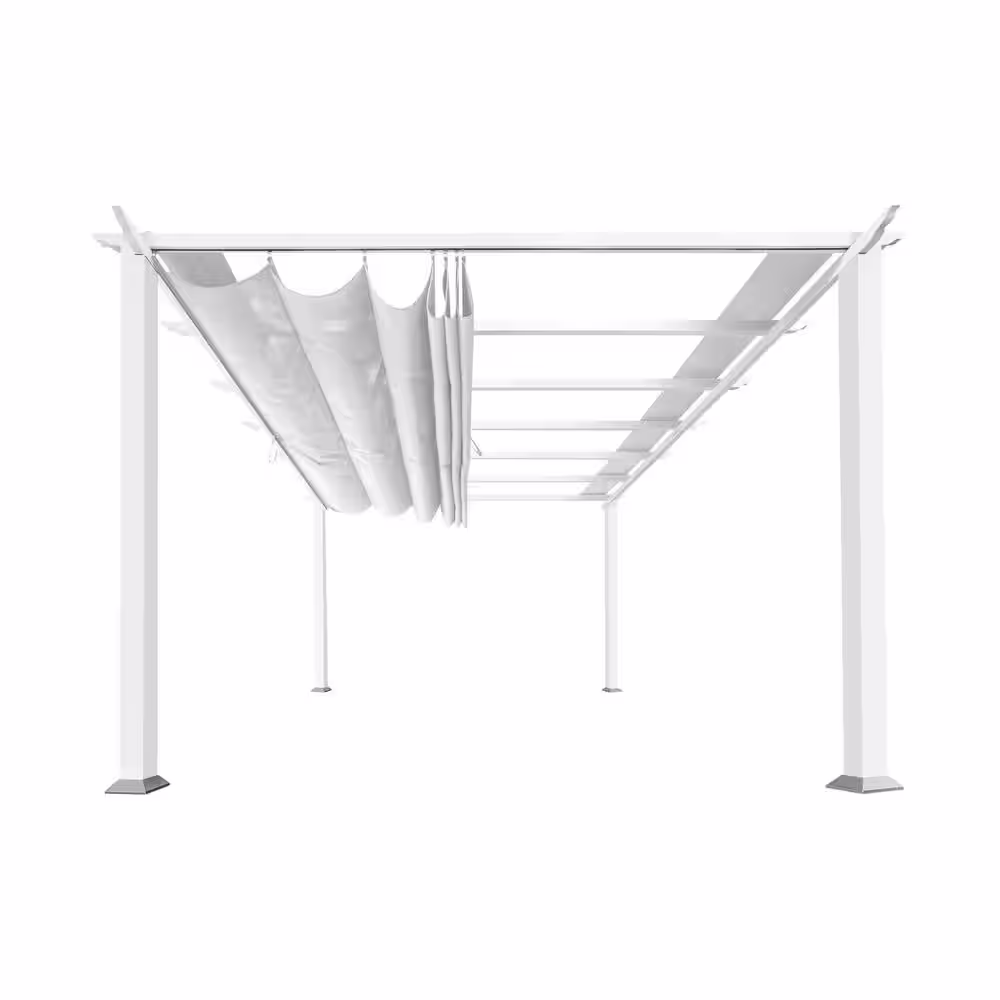 Paragon Outdoor Florence 11 ft. x 11 ft. Aluminum Pergola in White Finish and White Canopy