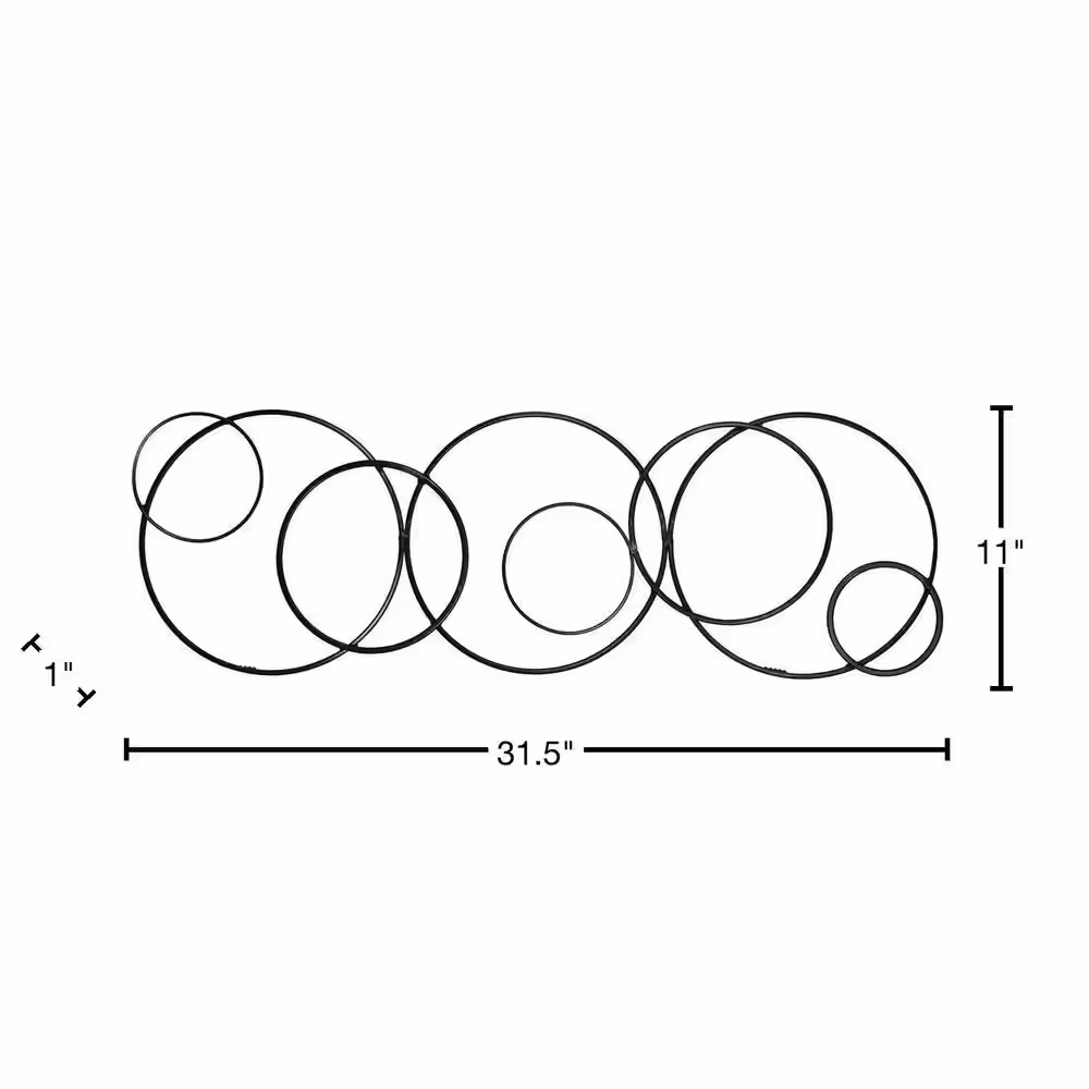 Habitat 11 in. x 31.5 in. Ruth Black Abstract Circle Chain Metal Wall Art