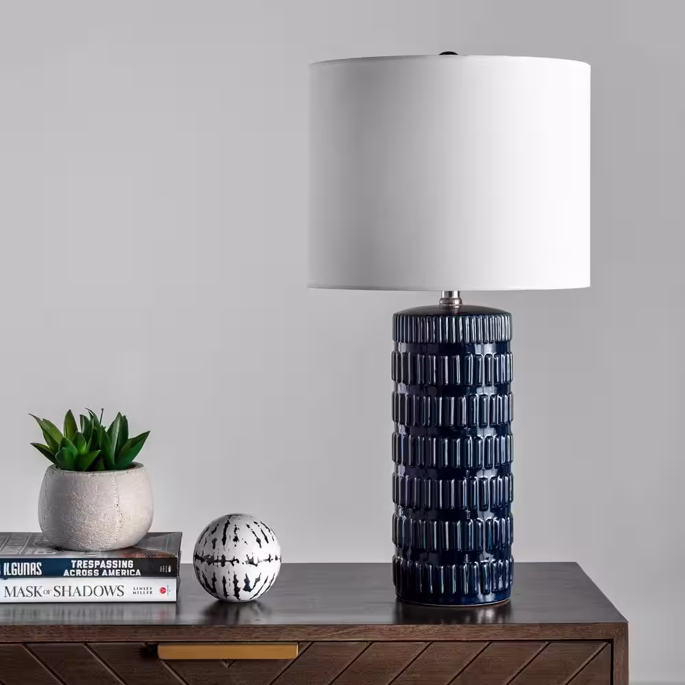 nuLOOM Ellsworth 25 in. Blue Contemporary Table Lamp with Shade