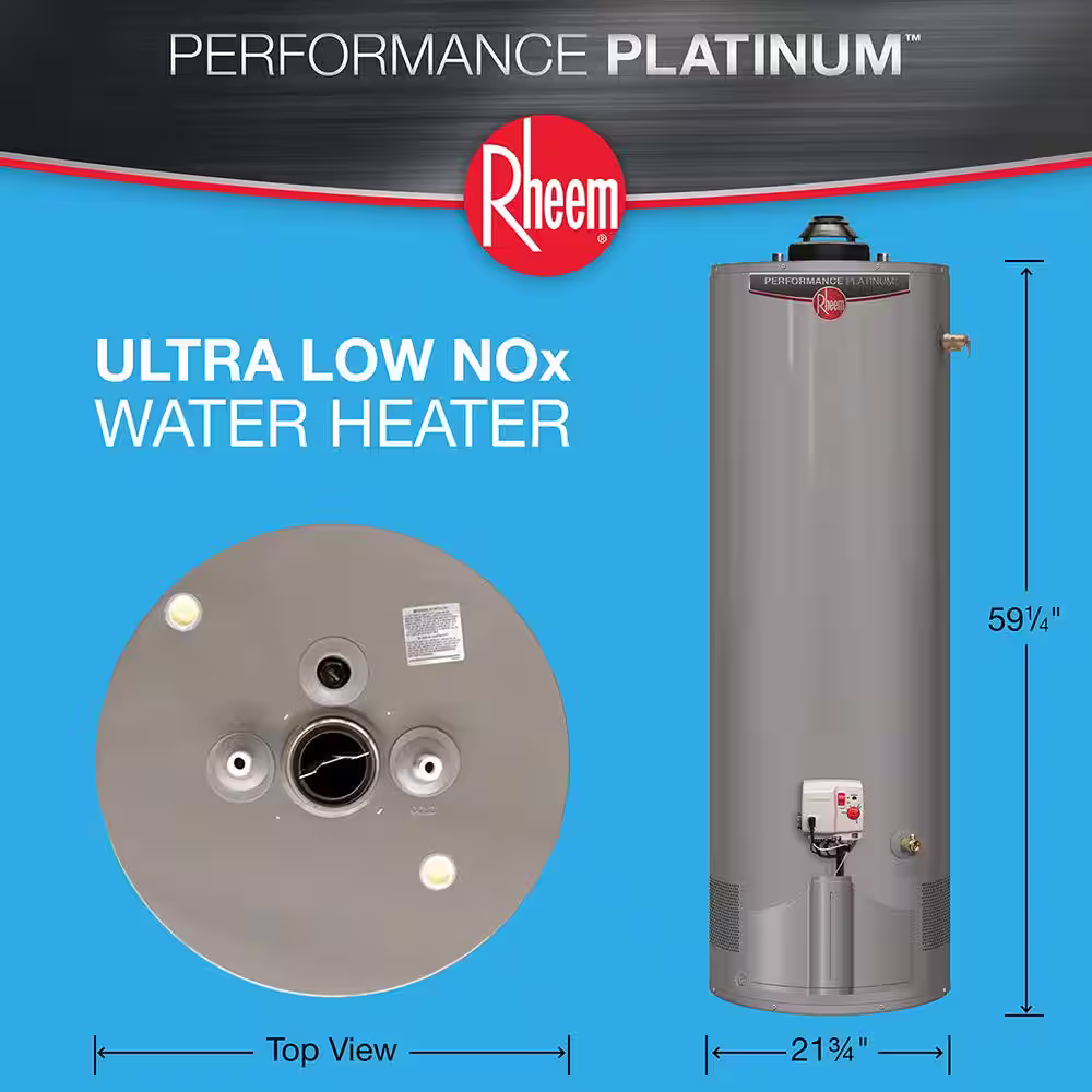 Rheem Performance Platinum 50 Gal. Tall 12-Year 38,000 BTU Ultra Low NOx (ULN) Natural Gas Power Damper Tank Water Heater