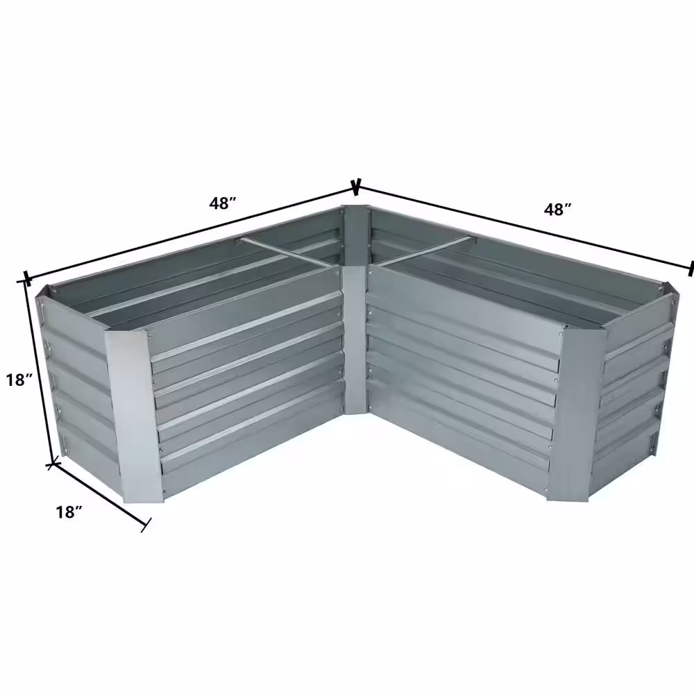LuxenHome L-Shaped Galvanized Metal Raised Garden Bed