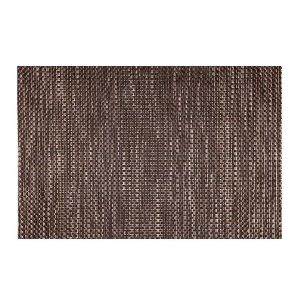 Kraftware EveryTable 18 in. x 12 in. Transparent Cedar Brown Woven PVC Placemat (Set of 6)