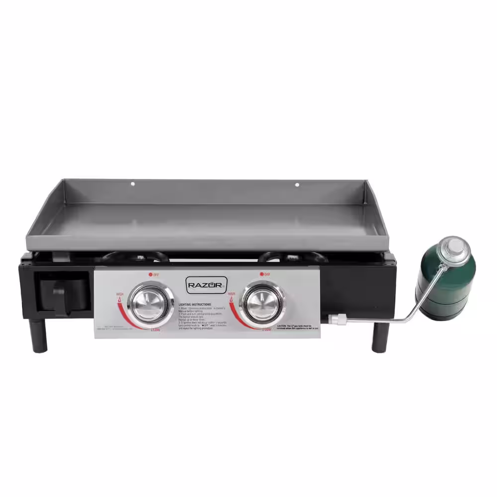 Razor 2-Burner Portable LP Gas Griddle without Lid in Black