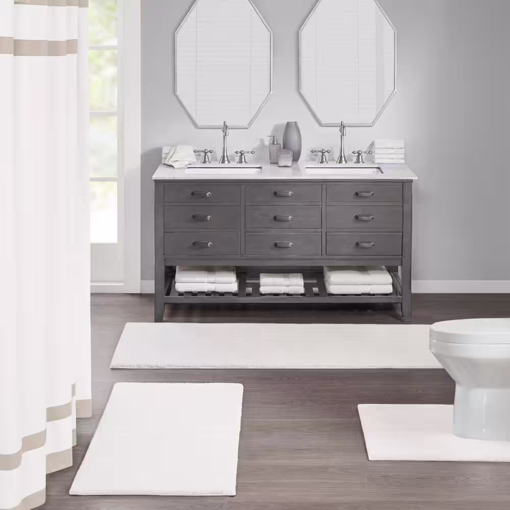 None Marshmallow Ivory 24 in. x 40 in. Bath Mat