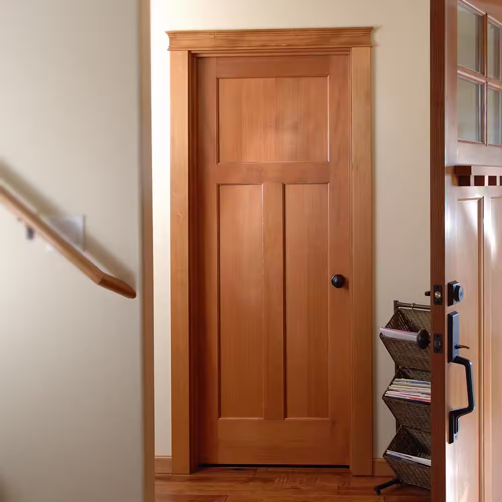 Builders Choice 36 in. x 80 in. 3-Panel Craftsman Solid Core Unfinished Fir Wood Interior Door Slab