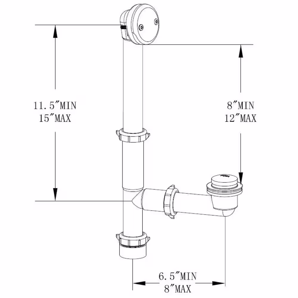 Everbilt Easy Touch 1-1/2 in. White Poly Pipe Bath Waste and Overflow Drain in Chrome