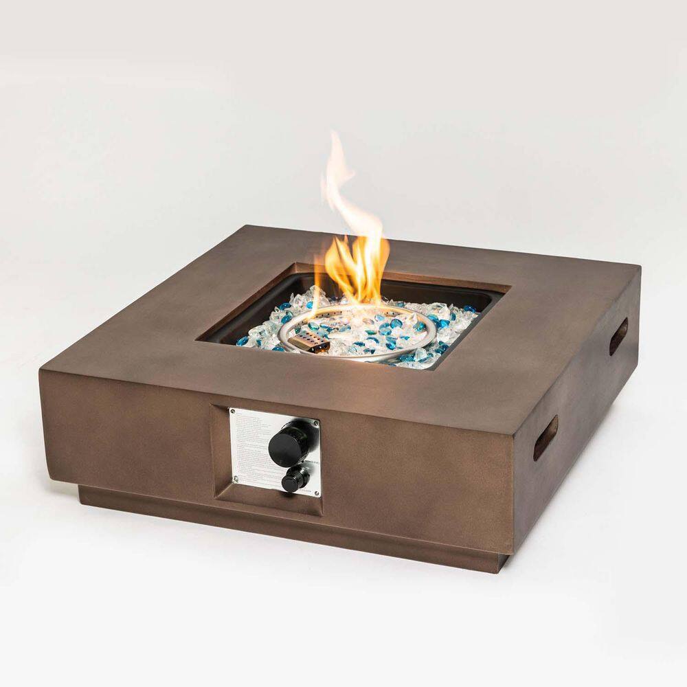 None Brown Concrete Outdoor Fire Pit Table Propane Fire Pit Patio Gas Fire pit