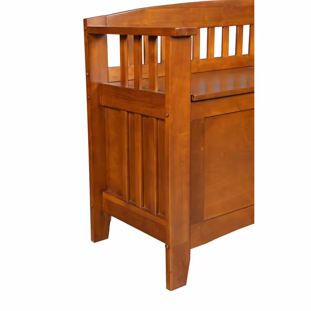American Furniture Classics 4-Gun Solid Wood Entryway Gun Cabinet Concealment Bench in Medium Cherry