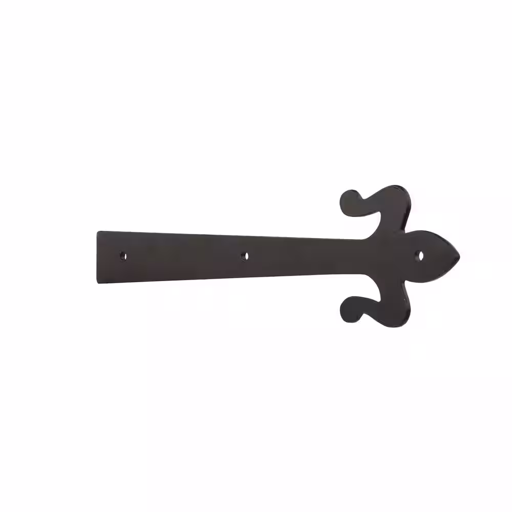 Everbilt 10 in. Black Decorative Fleur-De-Lis Strap Hinge (2-Pack)